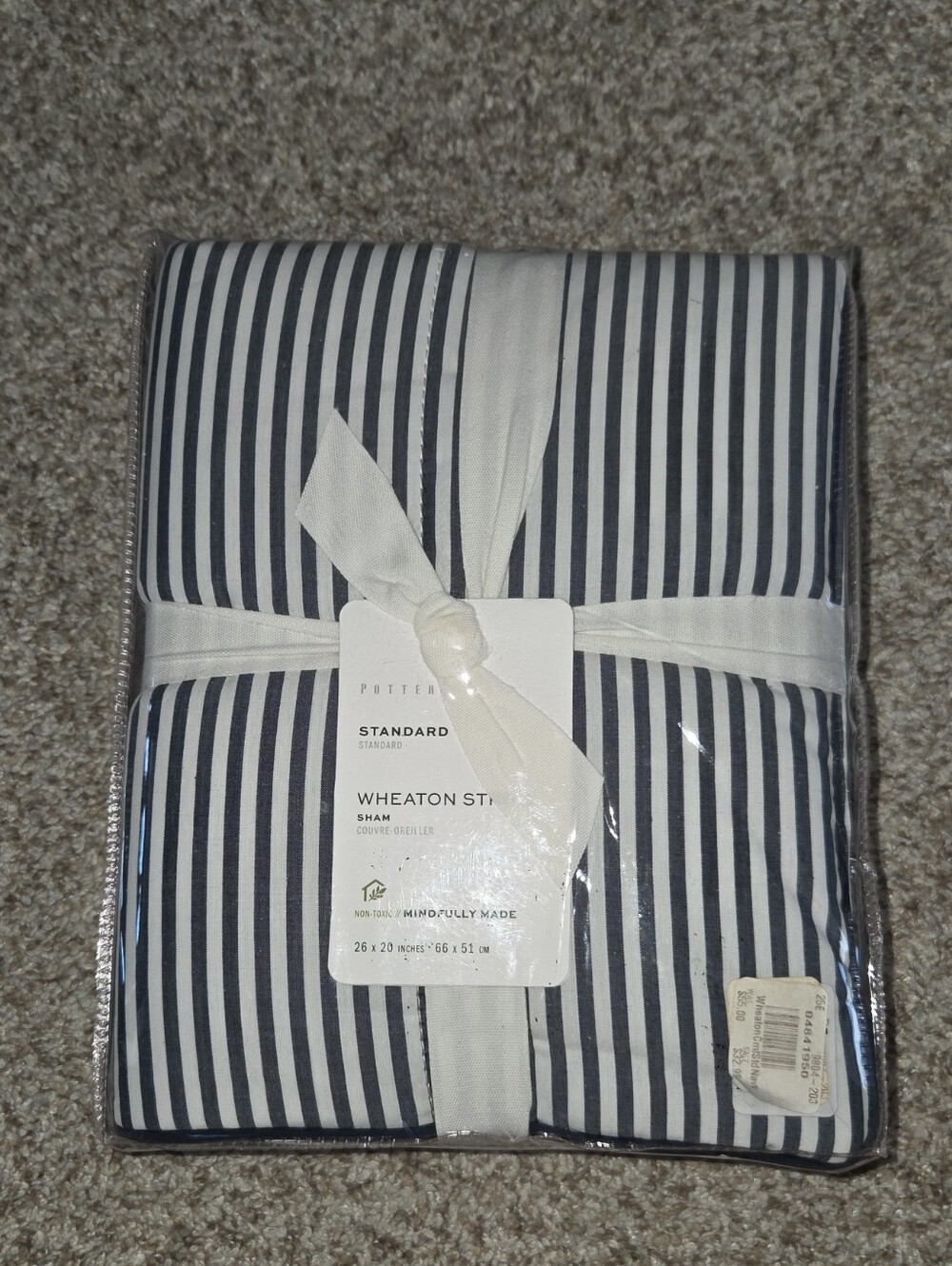 Pottery Barn Wheaton Stripe Standard Sham in Navy and White